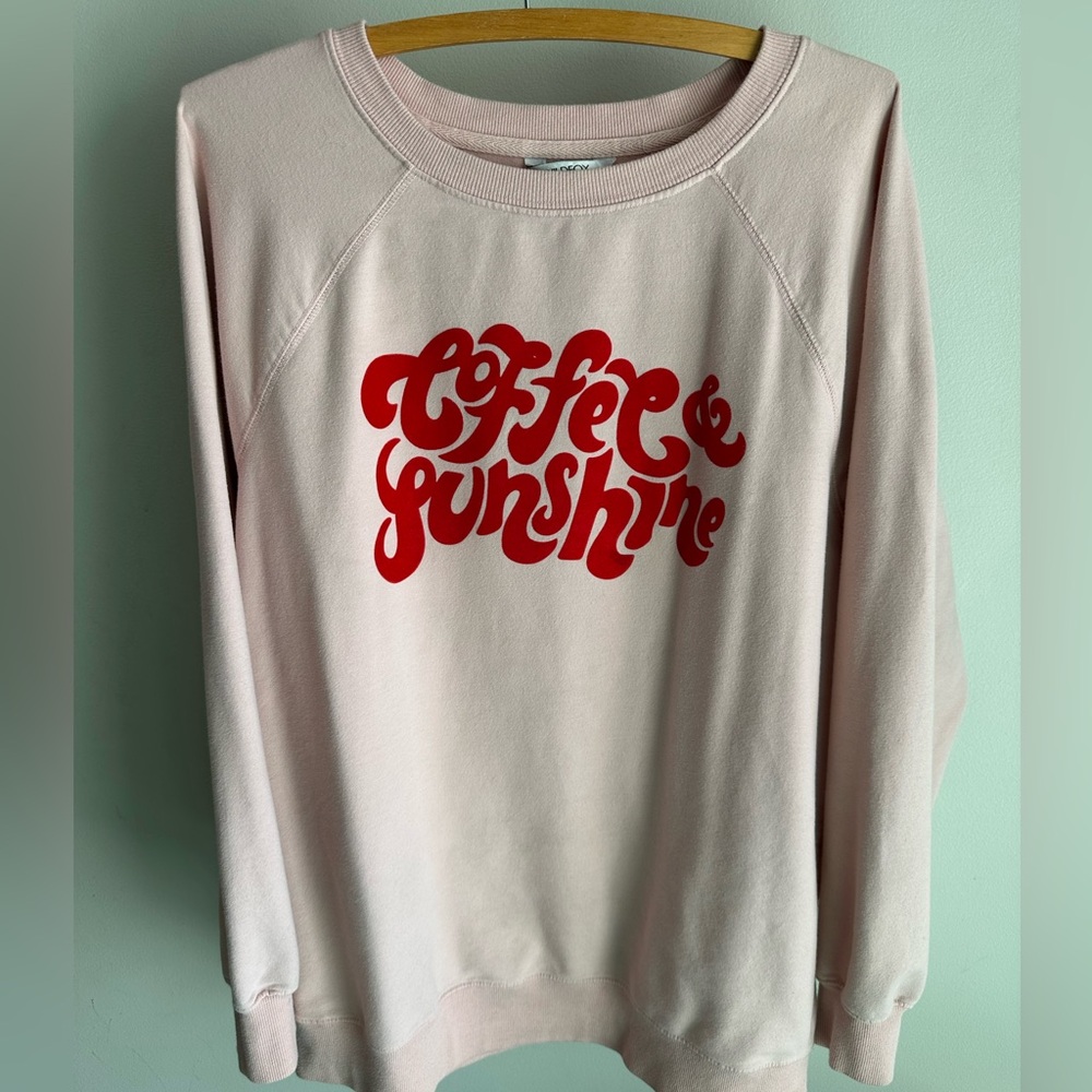 Pink Crewneck Sweatshirt with Red Graphic Coffee & Sunshine by Wildfox